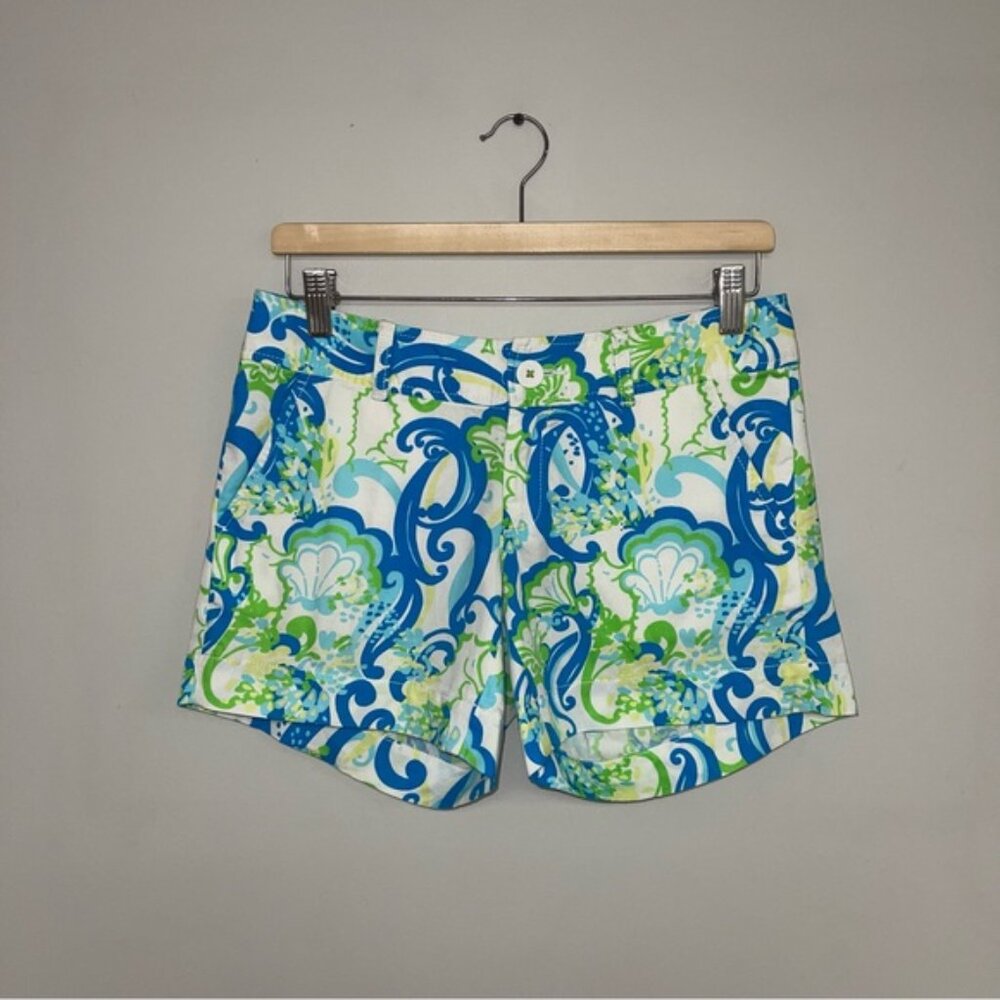 Lilly Pulitzer Shorts Women's Size 2 US White Blue Green 5" Callahan Cotton - Picture 2 of 12